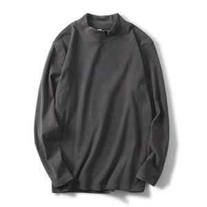 Grey high neck bottoming shirt men's brushed long-sleeved T-shirt